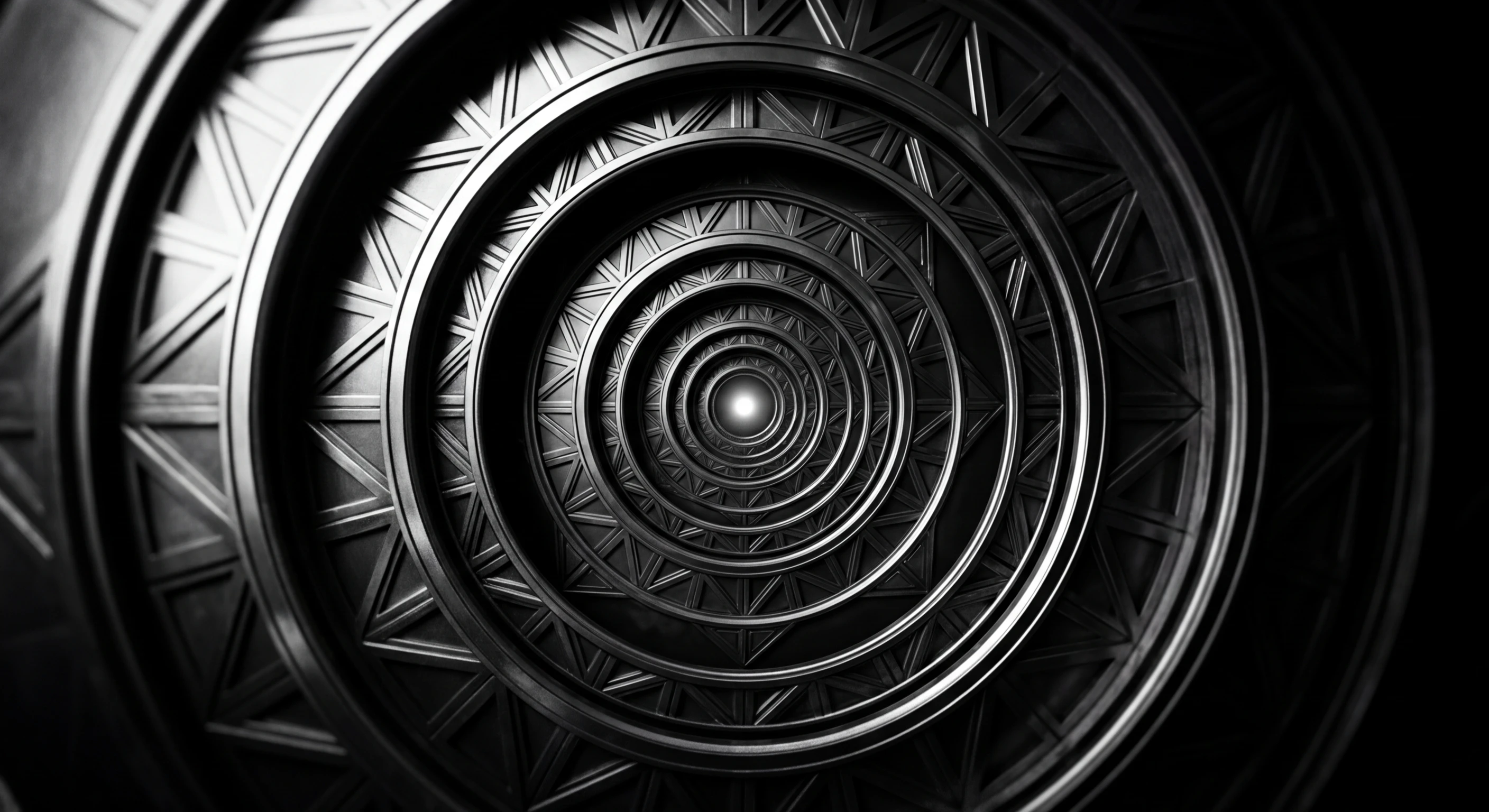 Abstract visualization of recursive self-improvement with geometric loops and evolving code structures