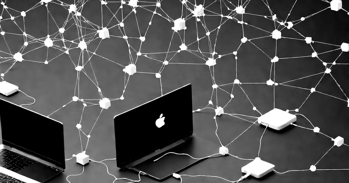 Abstract black and white visualization of protocol connections between AI assistants and developer tools