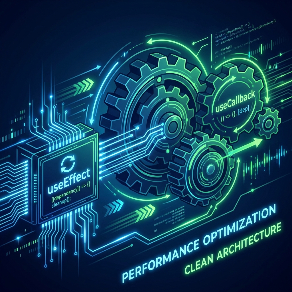 Cubism painting style abstract image representing React code optimization with hooks