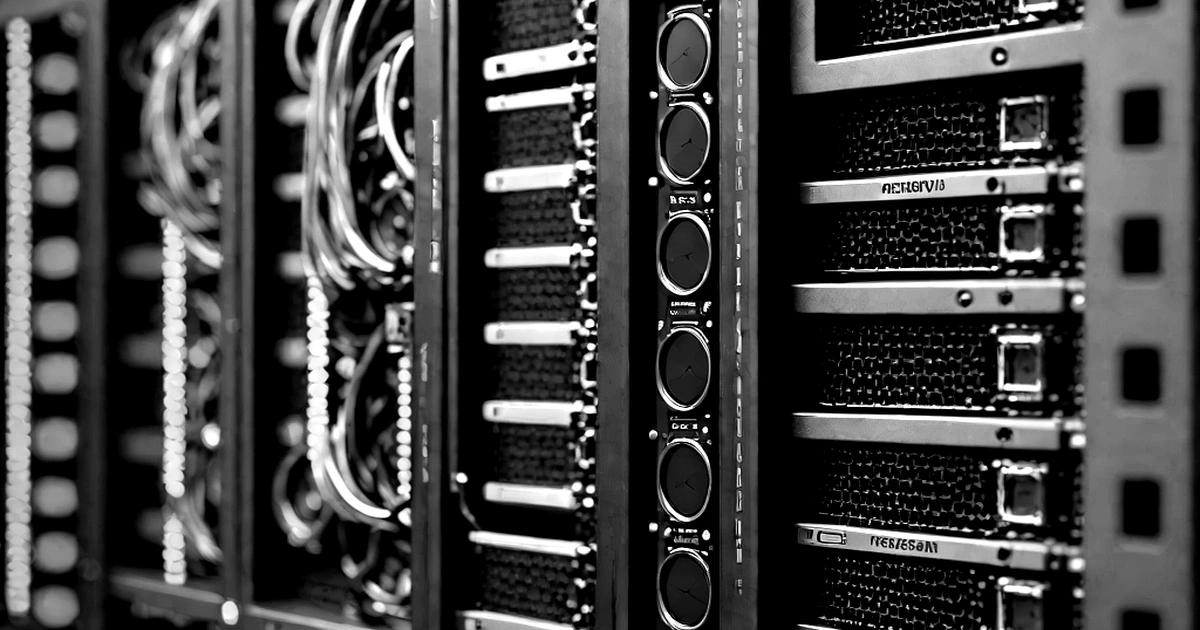 Abstract black and white visualization of GPU server racks and neural network data flowing through on-premise infrastructure